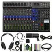 Zoom LiveTrak L-12-12-Channel Digital Mixer & Multitrack Recorder + Zoom ZDM-1 Podcast Mic Pack + Audio Cable 3.5mm 1/8 inch Mono Male to RCA Mono Male Connector + More