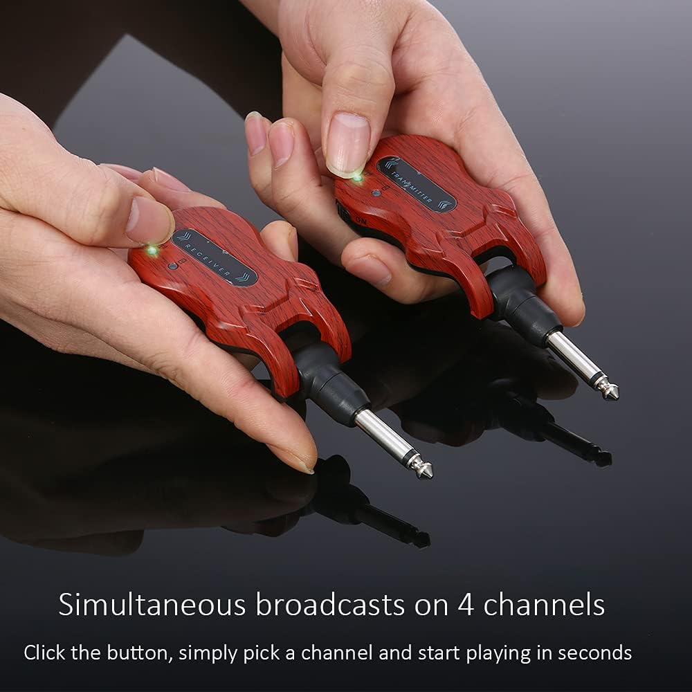 5.8GHz Wireless Guitar System Rechargeable Audio Transmitter Receiver 4 Channels Audio System for Electric Guitar Bass