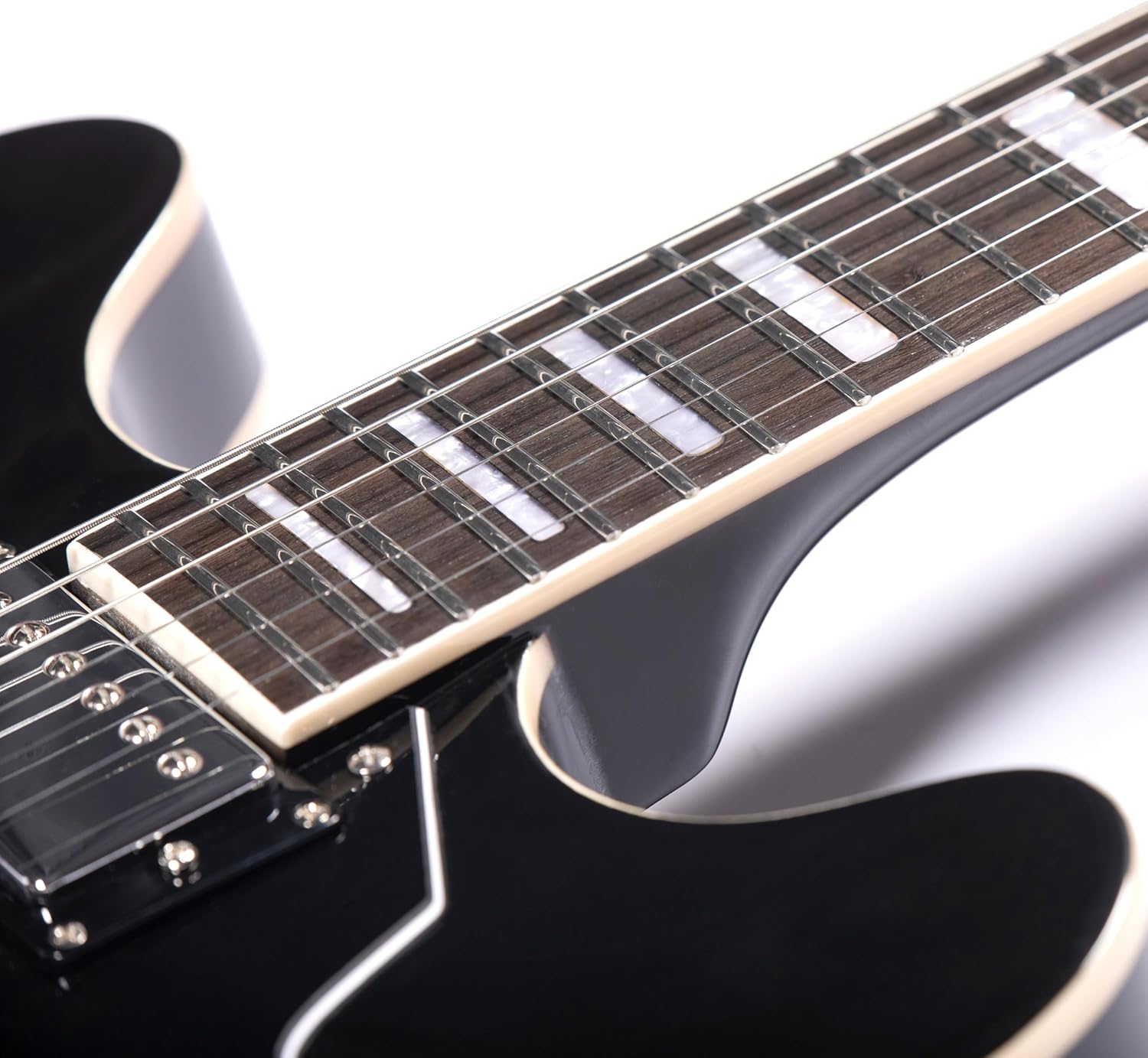 Redid Semi-Hollow Body Electric Guitar RD-100 Jazz Guitar with F-Hole,Maple neck,humbucker Pickups (Black)