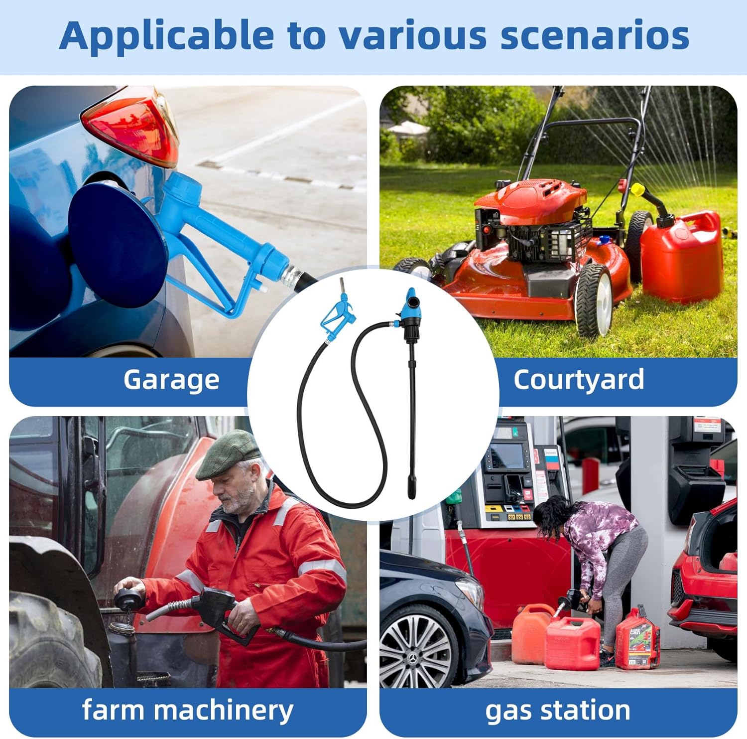 Electric Drum Barrel Pump, 12V DC/100-240V AC Power, 55 Gallon Drum Pump with 2-Inch Bung Adapter, 7.4 GPM Flow Rate, Suitable for DEF/AdBlue, Diesel, Antifreeze, Water-Based Fluids