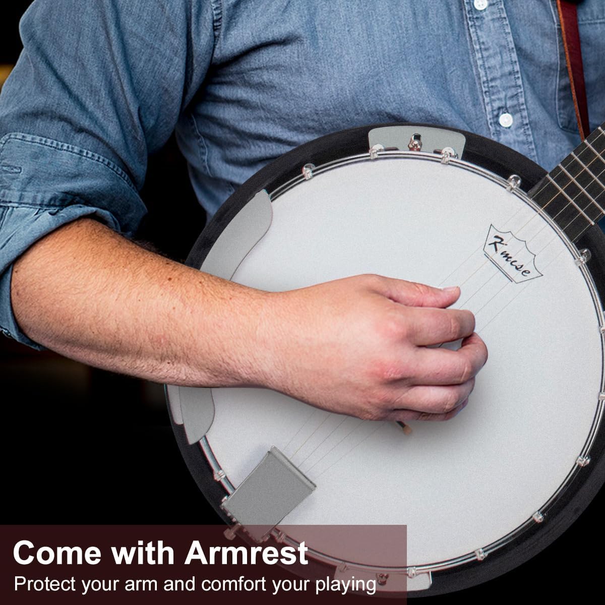 Kmise 5 String Resonator Banjo,Professional Sapele Back Full Size Banjos Starter Kit with Bag Tuner Strap Strings Picks Ruler Wrench Bridge