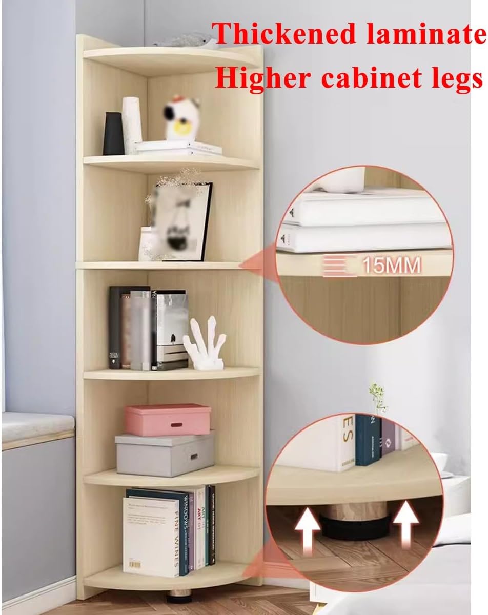 Storage Standing Shelf Unit,Corner Bookcase for Living Room, Home Office, Bedroom,Storage Cabinet Display Shelf Easy Installation 59/70Inch Tall Corner Stand (30cm/6 Tier White)