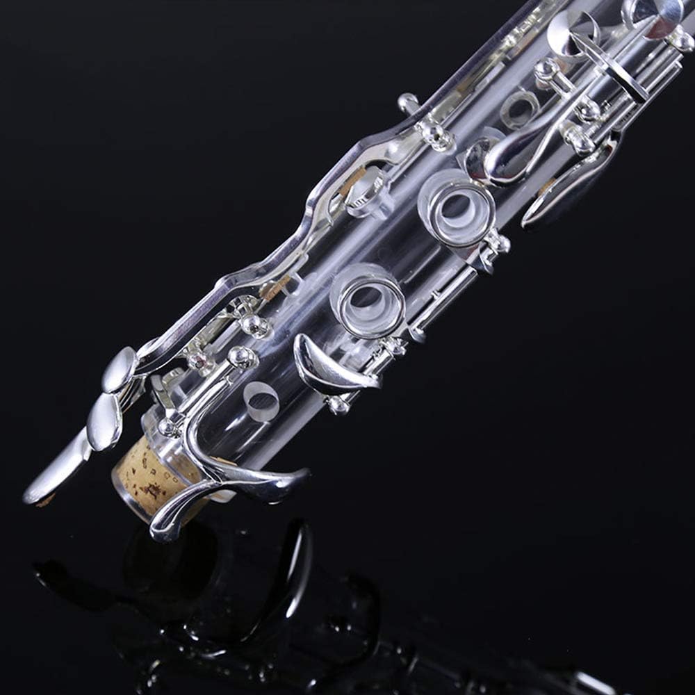 clarinet professional performance level 506 acrylic transparent body ABS silver plated 18 keys 4 rings G tone