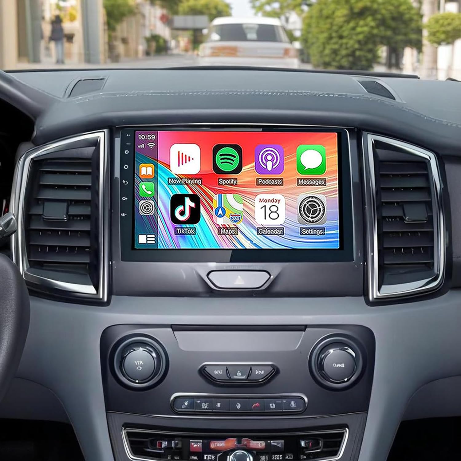 Car Stereo Radio for Ford Ranger 2016 2017 2018 2019,Android 13 Wireless CarPlay Screen Compatible with CarPlay Android Auto, 4+64G HD Touchscreen Car Radio with GPS BT FM Radio AHD Backup Camera