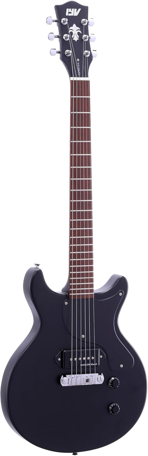 IYV ILJR-200 6 String Solid-Body Electric Guitar, Black