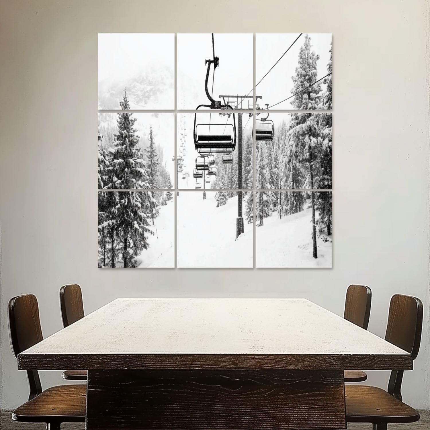 Art Acoustic Panels Self Adhesive Snow covered spruce trees ski lift along ski slope Hafjell 9 Packs Decorative Soundproof Wall Panels Large Sound Absorbing Panels for Home Office 60