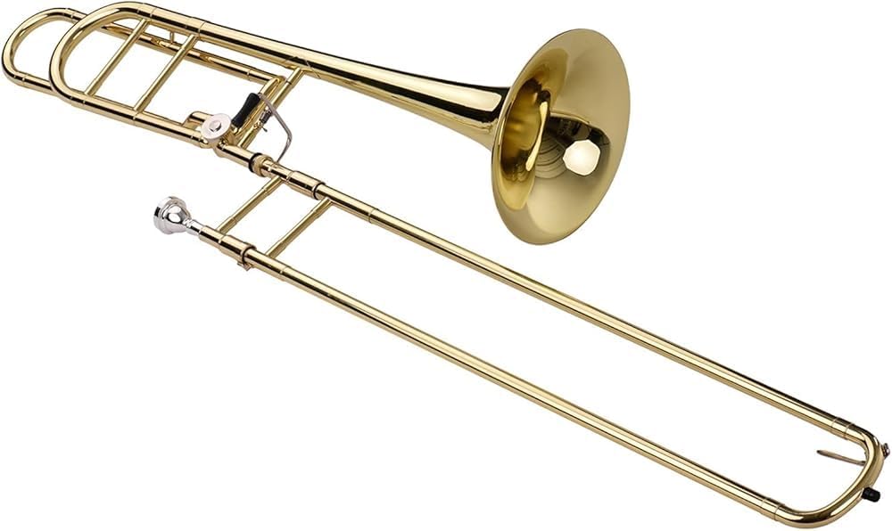 Upgraded Bb Flat Tenor Slide Trombone with F Trigger Complete Set with Mouthpiece, Carry Case, Gloves, and Cleaning Cloth