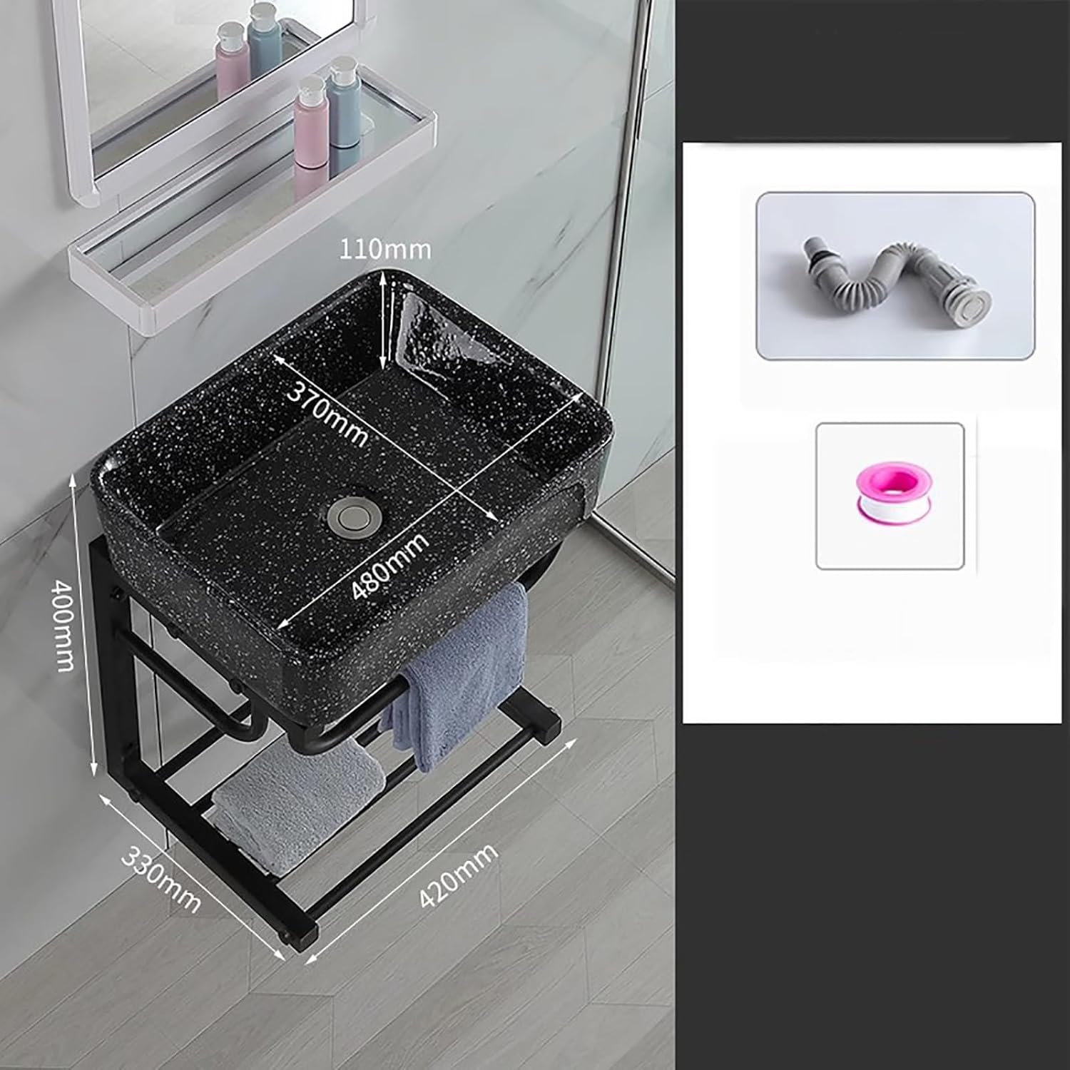 DOSSAE Vessel Sink Vanity,Vitreous China Bathroom Sink,Vitreous China Bathroom Sink,Wall Mount Corner Sink,Corner Sink Vanity,with Faucet Hole,for Home Kitchen Patio Room. (Size : Wall-Mounted)