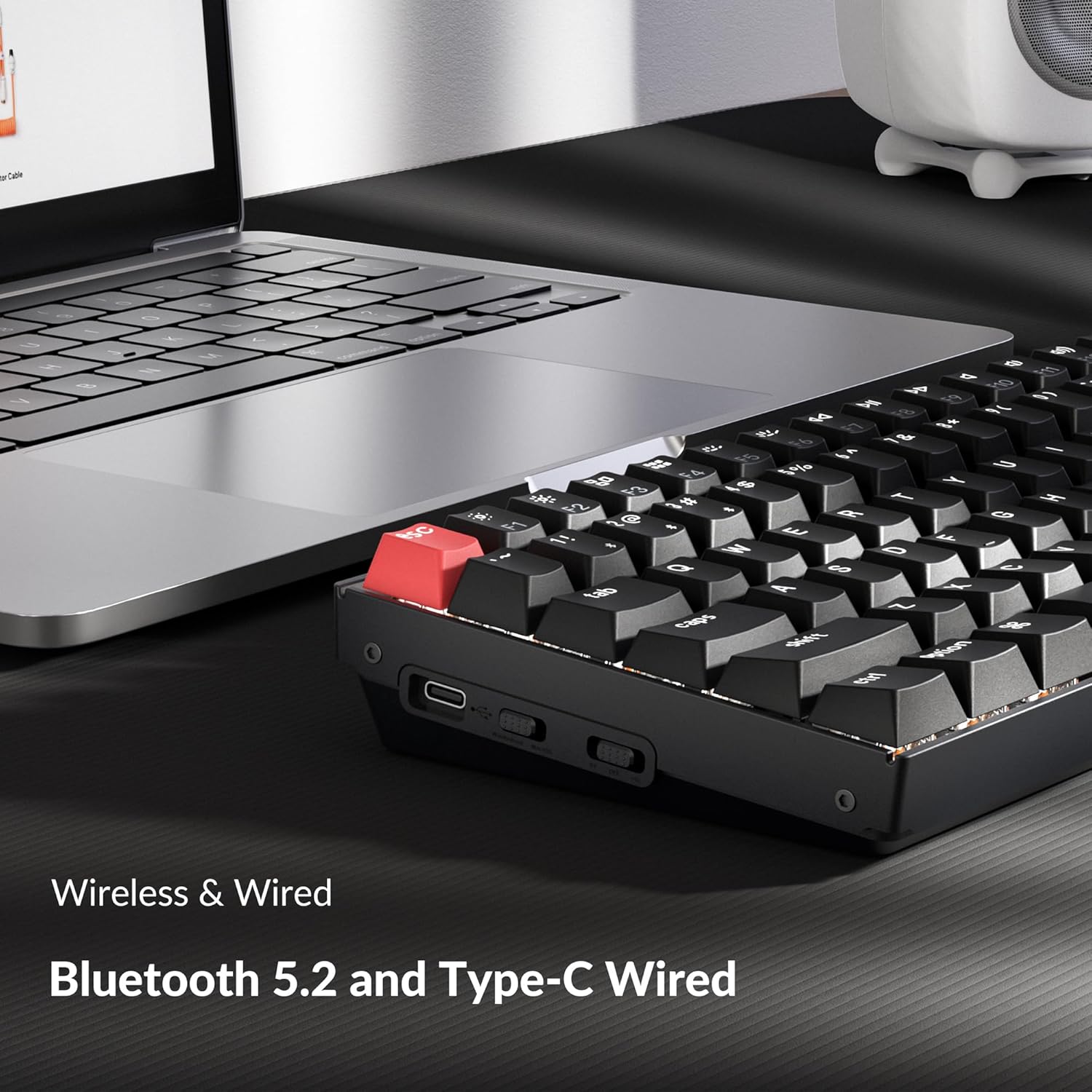 Keychron K4 96% Layout QMK Wireless and Wired Options Mechanical Keyboard Super Brown Switch, Paired with Shine-Through Double-Shot PBT Keycaps for Mac Windows-Version 3