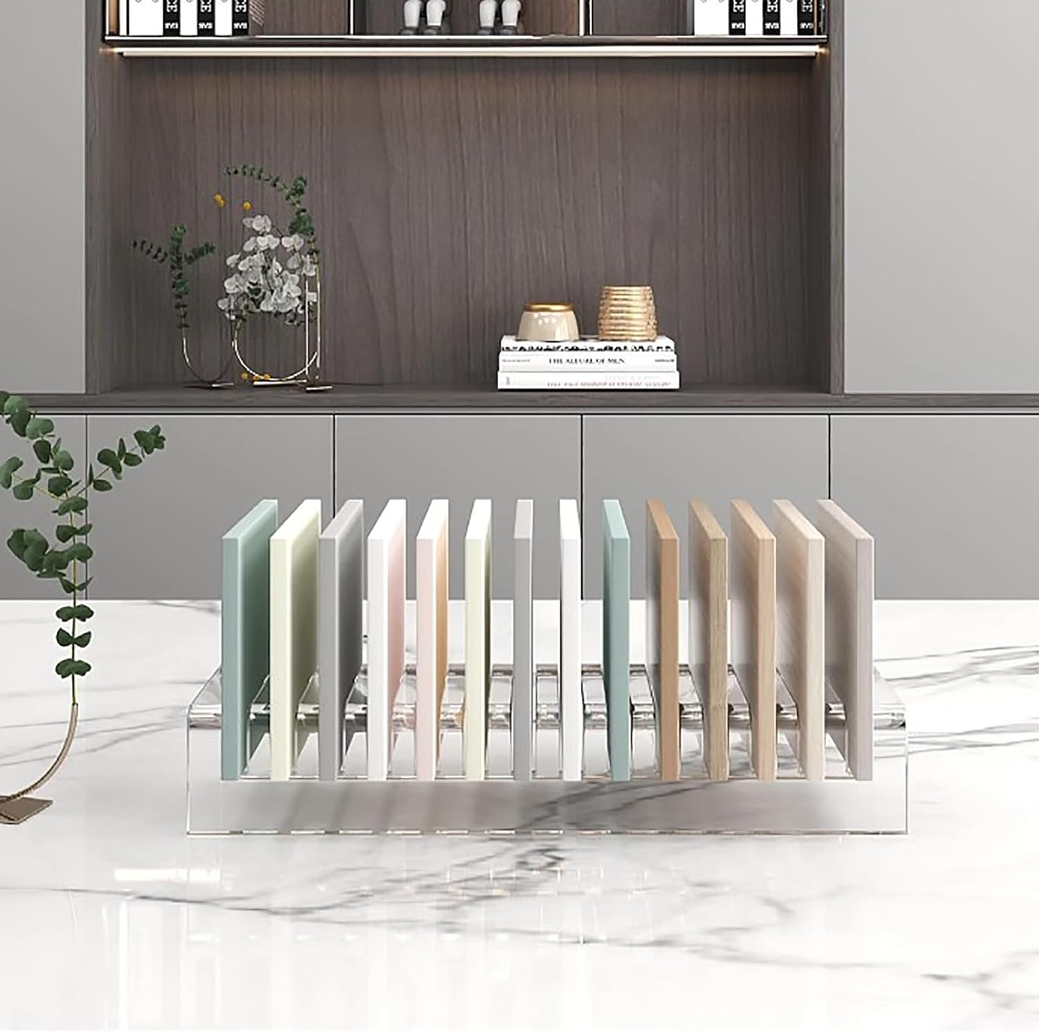 Desktop Sample Door Stand,Small Wooden Floor Sample Holder,Acrylic Ceramic Tiles Organizer Holder,Floor Tile Display Stand,Commercial Floor Tile Display Shelf for Retail Stores