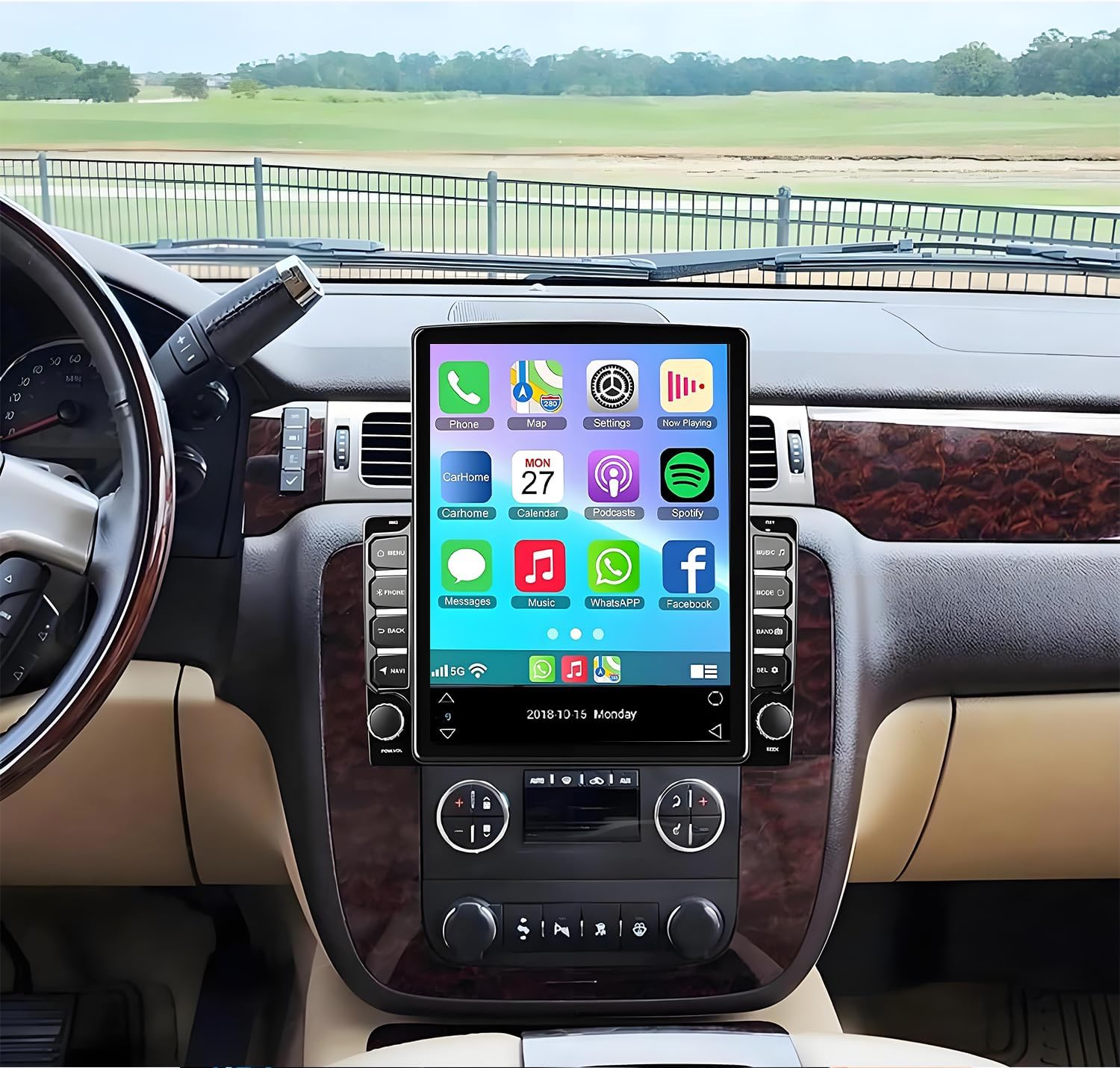 Car Stereo Radio for GMC Yukon Denali 2007-2014 with Wireless Carplay & Android Auto,9.7 Inch Car Audio Receiver GPS Navigation Unit with Bluetooth Head Unit Backup Camera WiFi SWC- 2G+32G