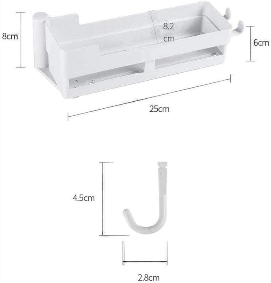 Bathroom Corner Shelf, Wall-Mounted Drain Rack,Adhesive Shower Caddy with 4 Hooks,Bath Storage Basket Kitchen Storage Organizer No Drilling
