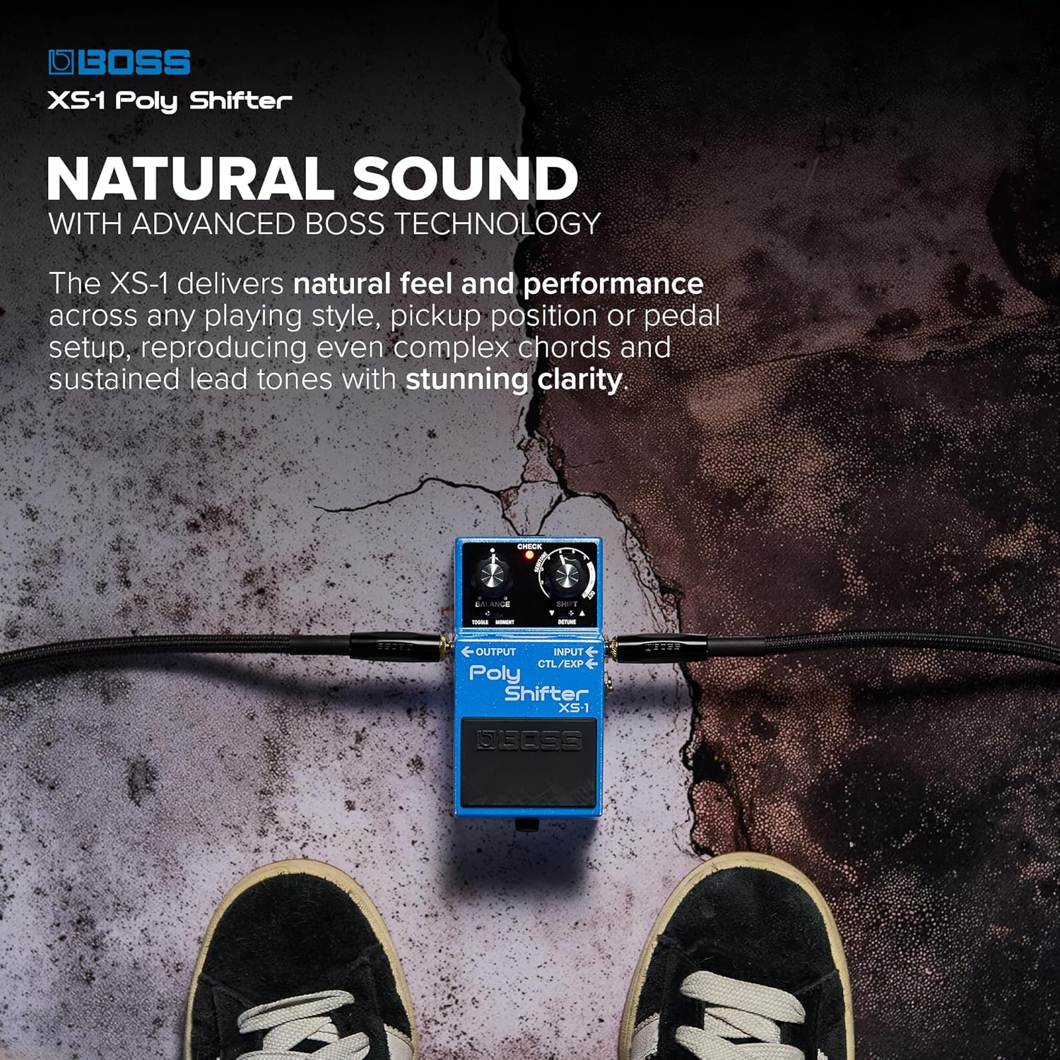 BOSS XS-1 Poly Shifter | Compact Pitch Shifting Pedal | Class-Leading Quality | Change Guitar/Bass Pitch Across 7 Semitones or 3 Octaves | Natural Feel & Response | Connect External Footswitches