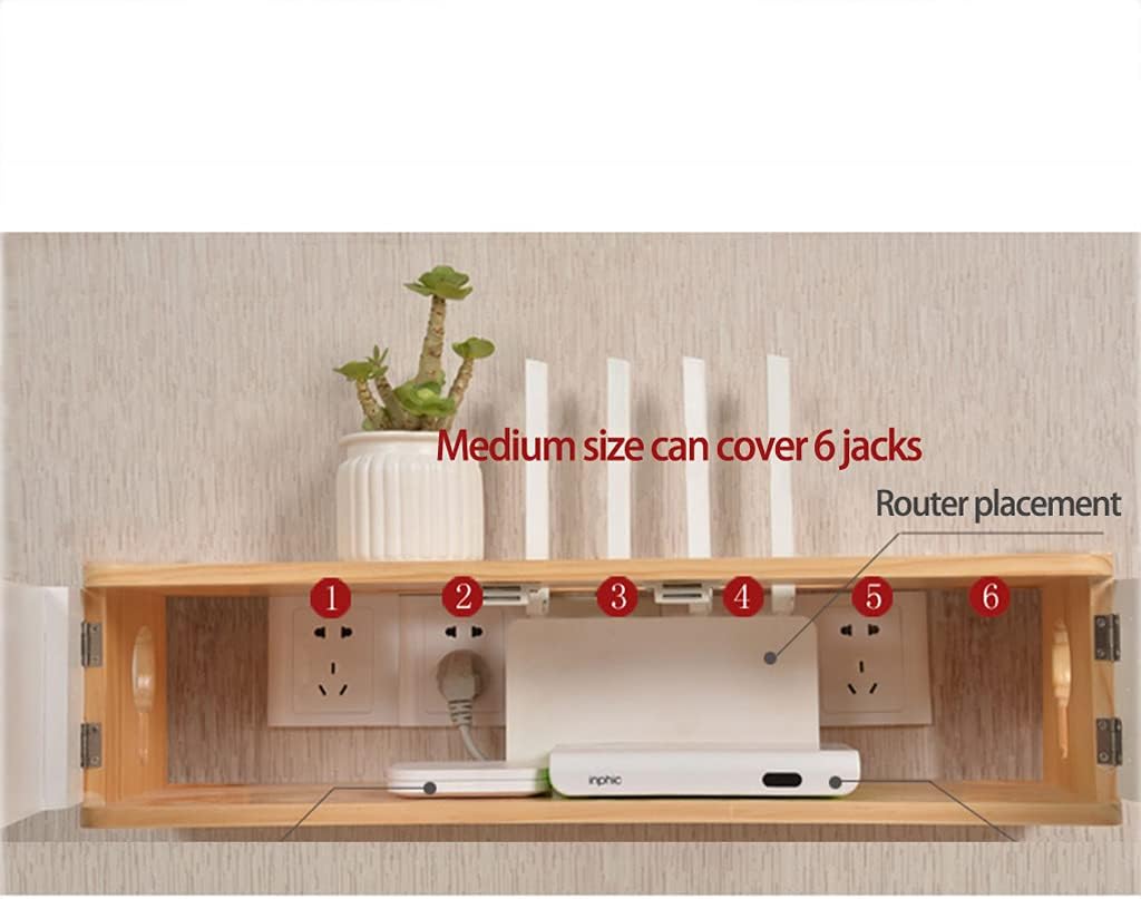 Corner Ledge Wall Shelf,Router Storage Box WiFi Router Box,WiFi Router Shelf Wall Mount Bracket TV Box Set-Top Box,Floating Shelf for TV Components,WiFi Router Storage Cabinet Wire Socket Or
