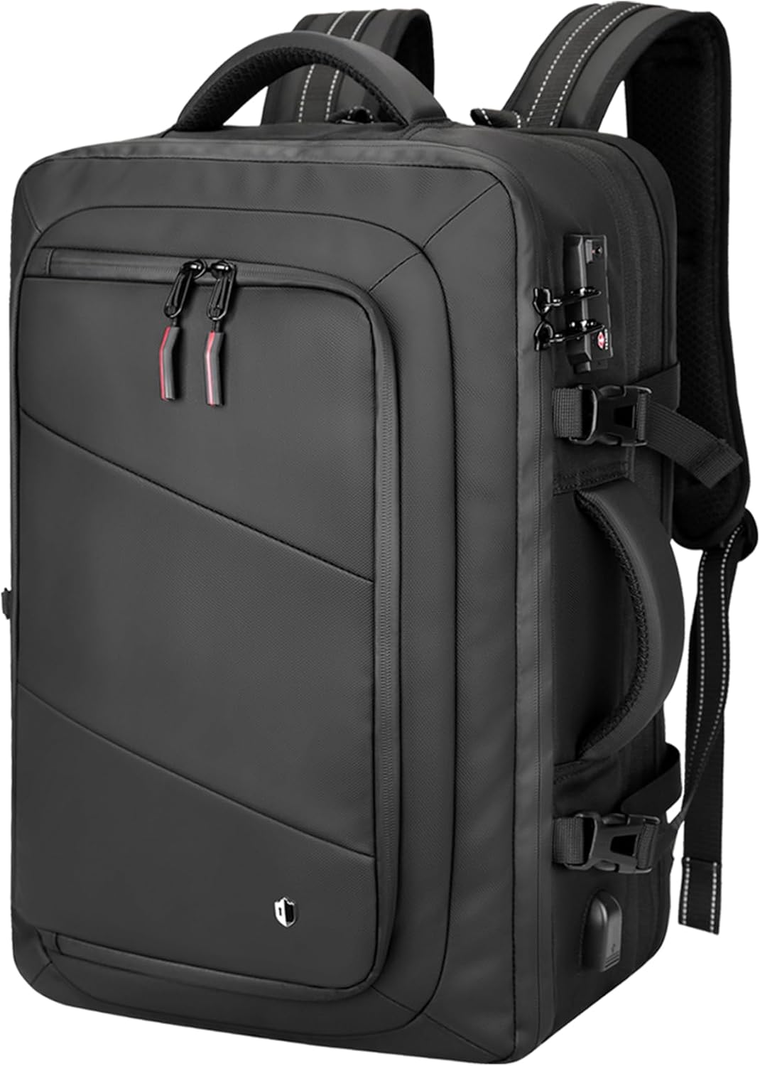 SWICKY 50L Carry on Backpack, Air Compression Vacuum System with Pump, Laptop Bag, Expandable Backpack for Airplane, Water Resistant, USB Port, TSA Lock for Women & Men, Ideal for Business, Work