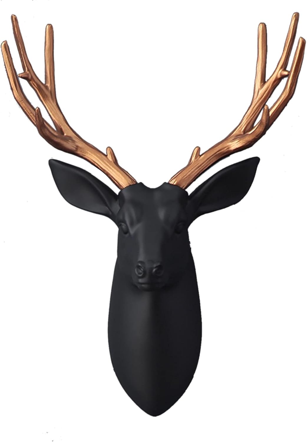 Wall Decor Animal Stag Head Wall Decor,Wall Mounted Artificial Deer Head For Home Decoration,Faux Taxidermy Resin Deer Head Wall Mount Sculpture Art,Wall Decoration For Living Room,Black+gold Corner