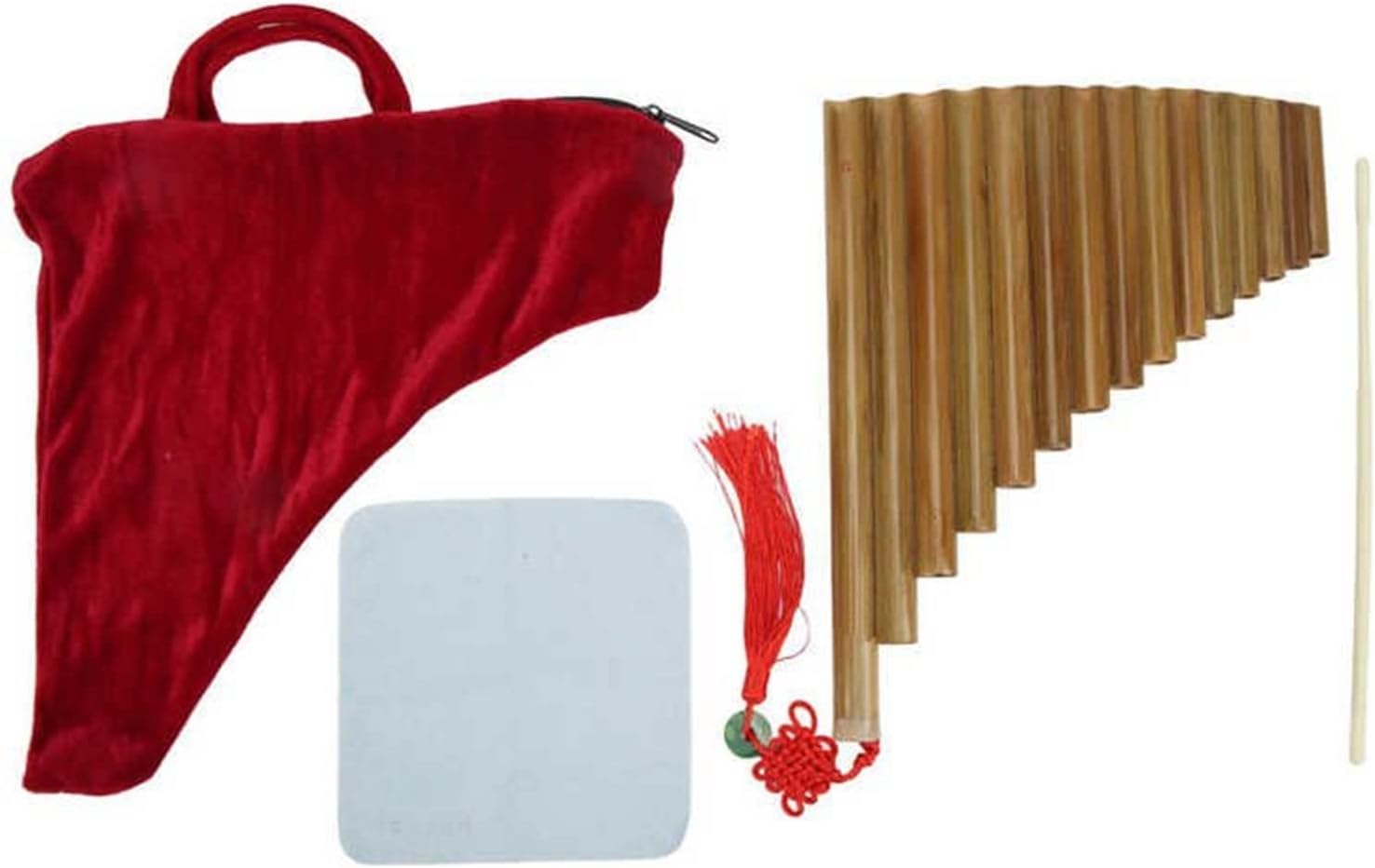 Bamboo Pan Flute 15 Pipes Panpipe G Key Panpipe Chinese Traditional Woodwind Instrument with Bag (Color : Right)