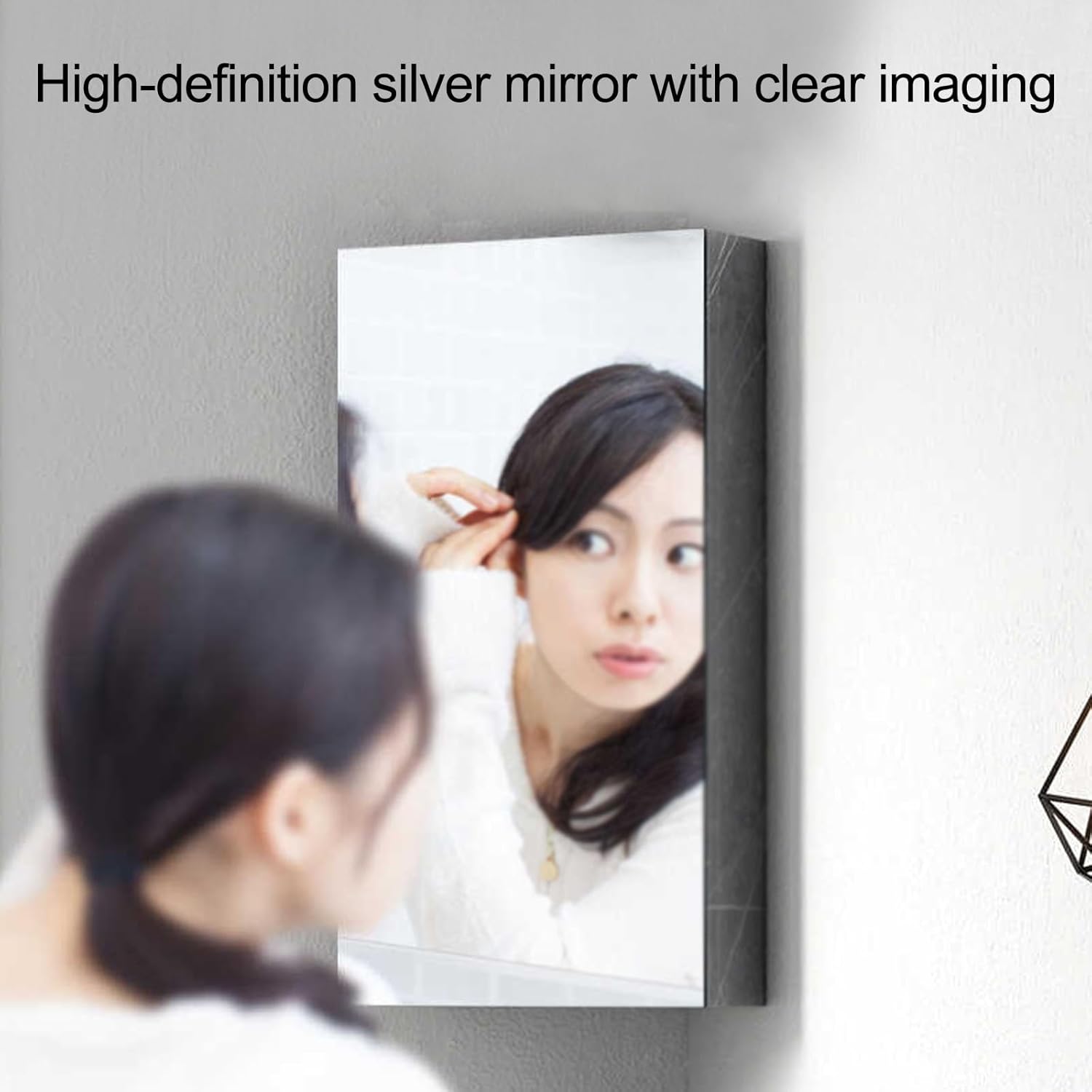 Small Wall Mount Corner Bathroom Vanity Sink Combo, Corner Vanity Cabinet with Ceramic Sink & Mirror Cabinet, Wall Mounted Utility Washing Hand Basin Design, for Small Space(40cm/15.7in) (One Co