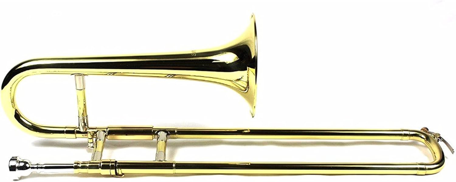 Student Trombone Bb Mini Trombone W/Case and Mouthpiece- Gold Lacquer Finish Trombone Kit