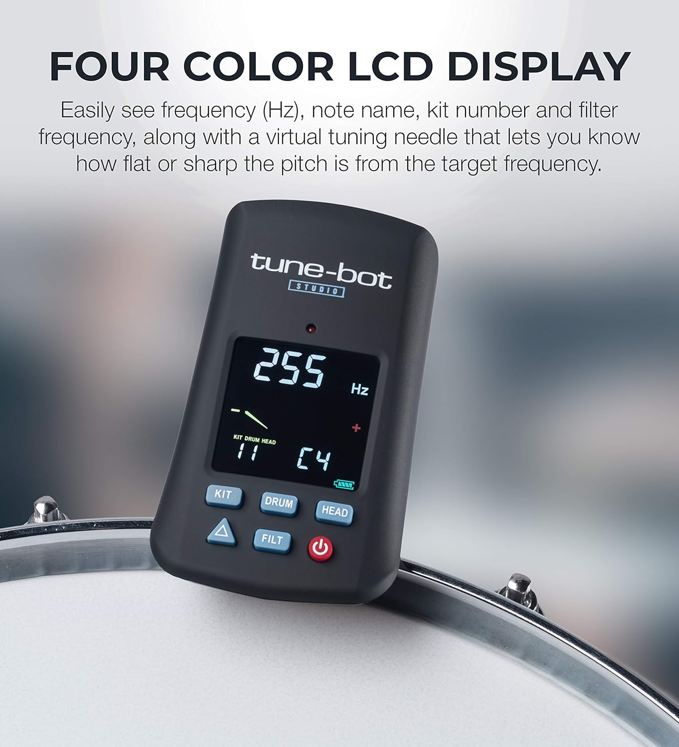 Studio TBS-001 Digital Drum Tuner - Clip-On Tuner for Acoustic Drum Kits