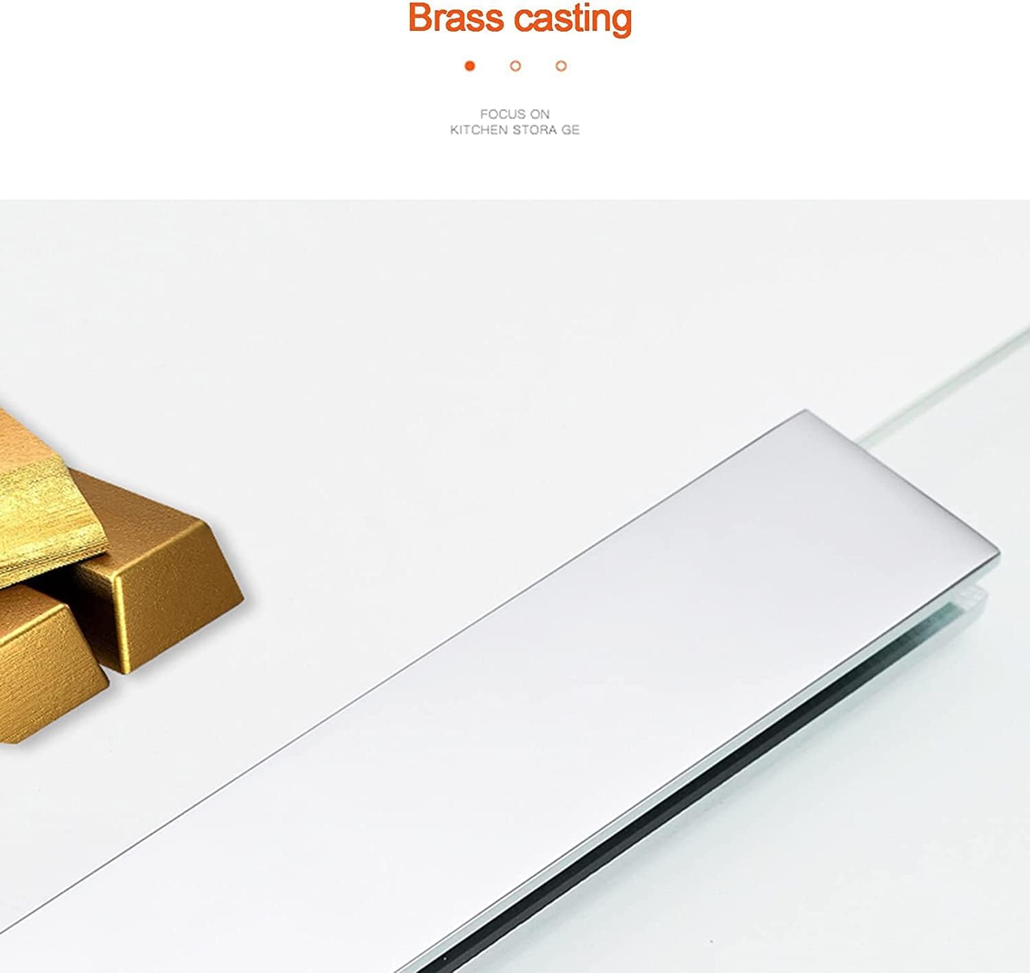 IOCCIOBB Bathroom Glass Shelf Tempered Glass Shelf, Glass Bathroom Shelf with 8MM Thick Glass Wall Mount, Rectangular Brass Finish Bracket (Size : 18cm)