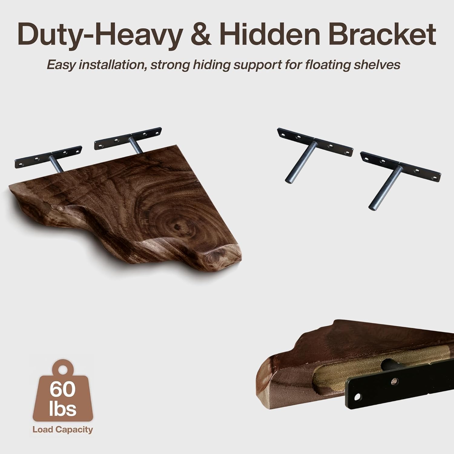 Farmhouse Live Edge Corner Floating Shelves - Handcrafted Rustic Solid Wood, Heavy-Duty Hidden Brackets, Wall Mounted Decor for Bedroom, Living Room - (11.7''L x 11.7''R x 1.4''H, Walnut)