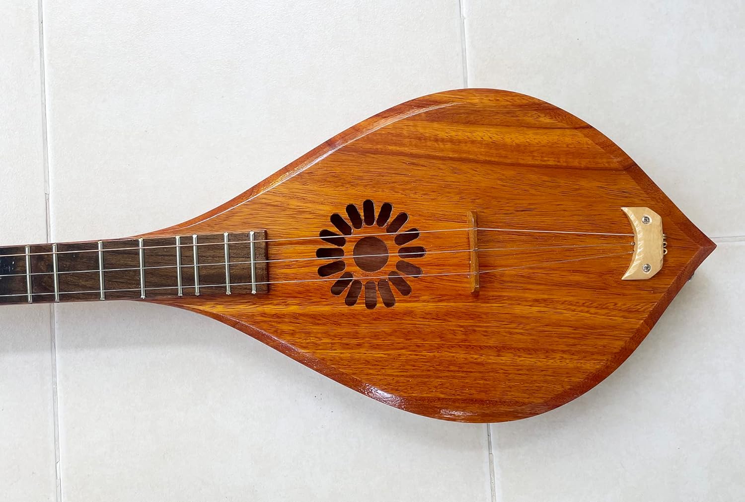 Isarn Acoustic Phin 3 Strings Left Hand, Thai Lao Guitar Musical Instrument, Traditional Thai Classical Musical Pin122