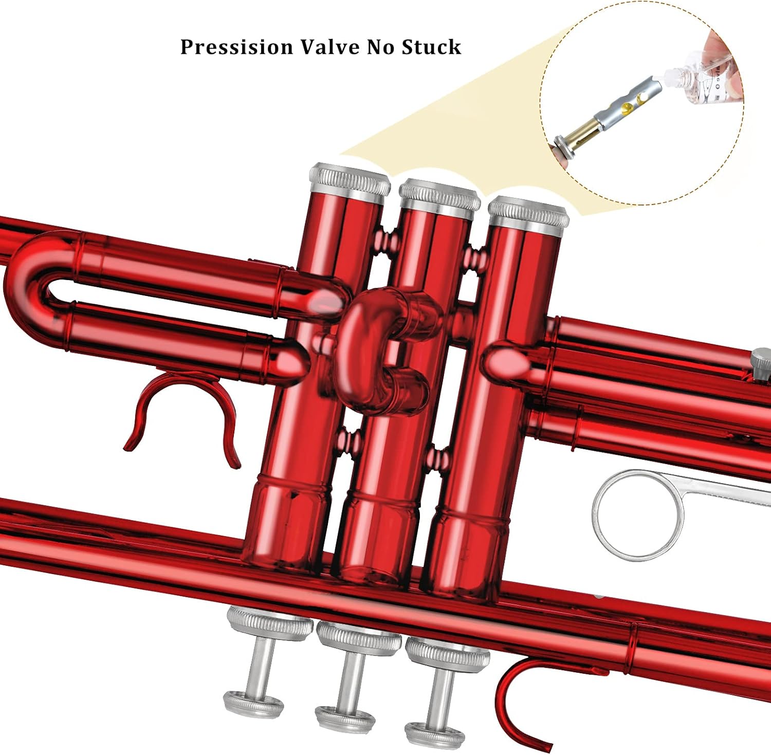 EASTROCK Bb Trumpet Standard Trumpet Set with Carrying Case,Gloves, 7C Mouthpiece and Cleaning Kit (Red)