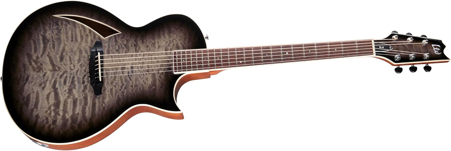 ESP LTD TL-6QM Thinline Acoustic Electric Guitar, Charcoal Burst