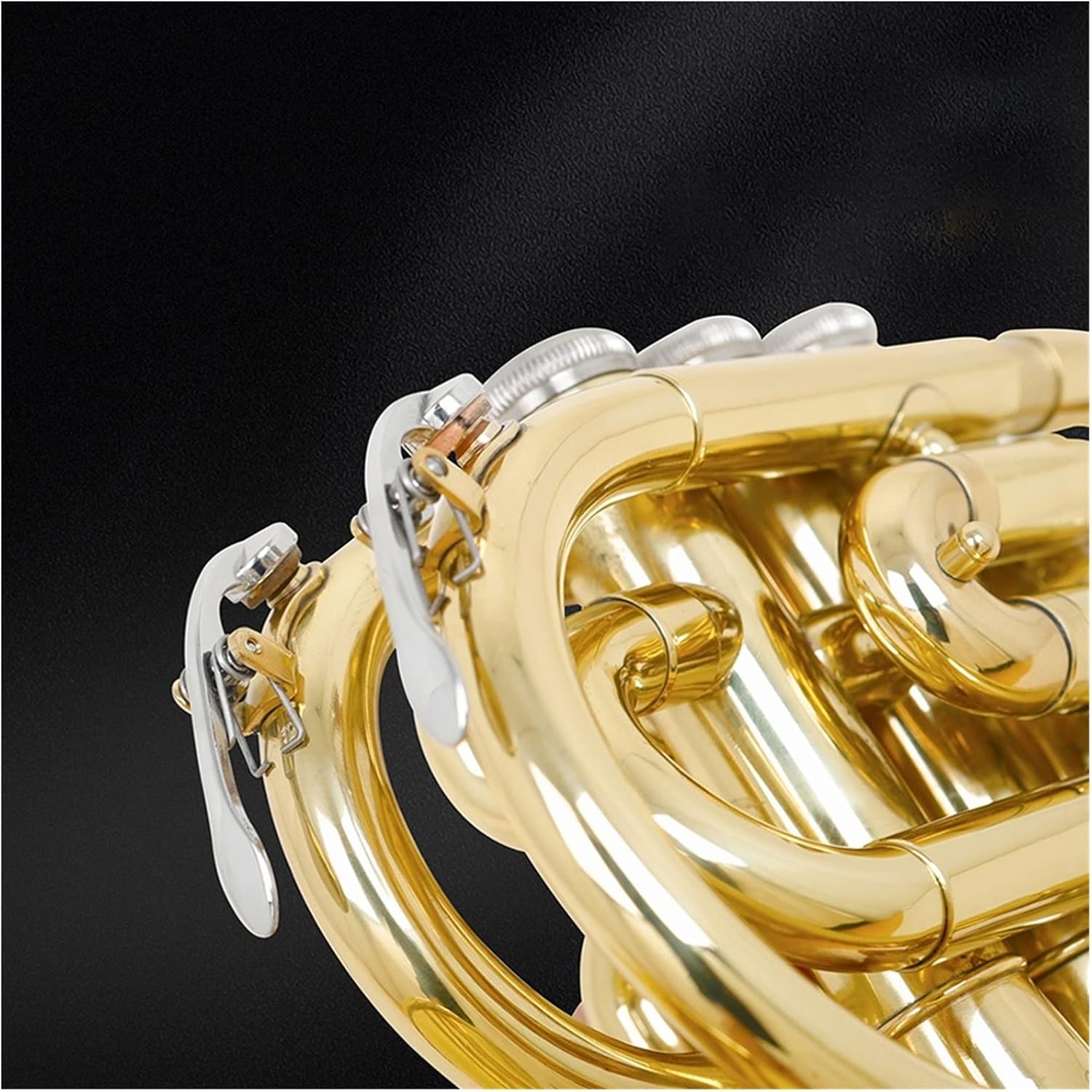 TSTS Mini Pocket Trumpet Bb Flat Brass Wind Instrument with Carrying Case Gloves Mouthpiece Cleaning Cloth Kit Pocket Trumpet Beginners