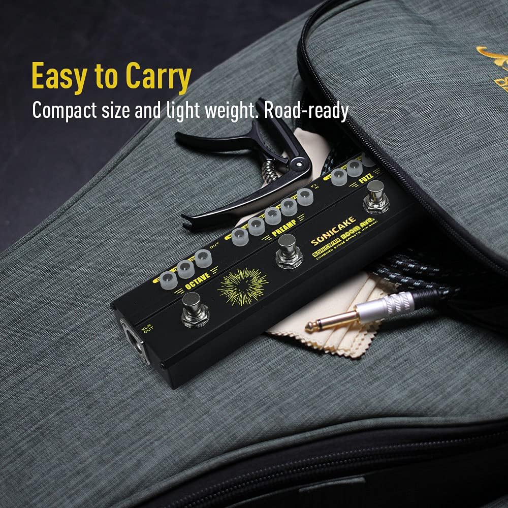 SONICAKE Bass Effects Pedals Multieffect Preamp Compressor Boost Fuzz Octave Multi Effects Pedal Boom Ave With FX Loop