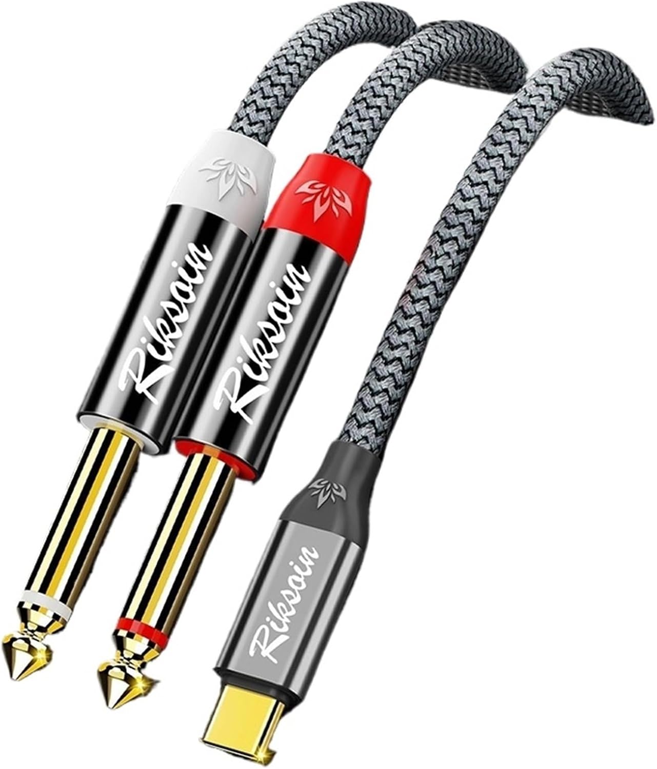 USB Type-C to Dual 6.35mm Jack 1/4 Audio Cable Y Insert Cable Splitter for iPad Laptop Mobile Phone Tablet to Speaker Mixer bass(2.4m)