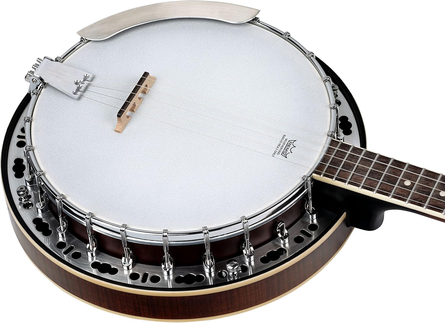 Ortega Guitars Americana Series 5-String Flamed Mahogany Resonator Banjo, Right, Whiskey Burst (OBJ300-WB)