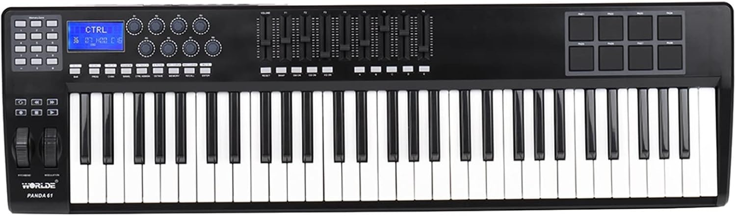 61-Key USB MIDI Keyboard Controller 8 RGB Colorful Backlit Trigger Pads Piano Midi Controller Keyboard Piano