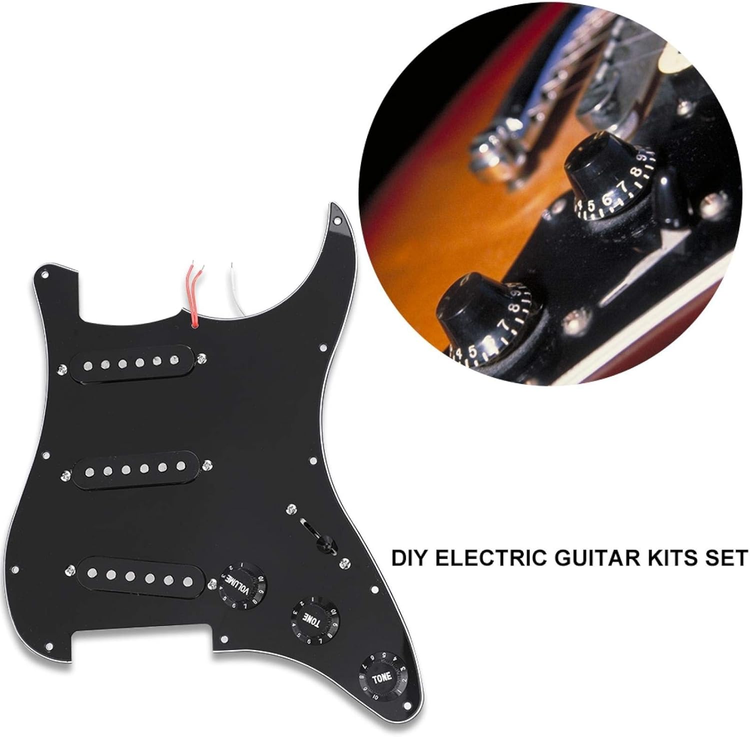 DIY Electric Guitar Kits, Pickguard Back Cover Bridge System Mounting Kits for ST Style Guitars, Electric Guitar Replacement Guitar Hardware, FEBTzo8h60cx1v
