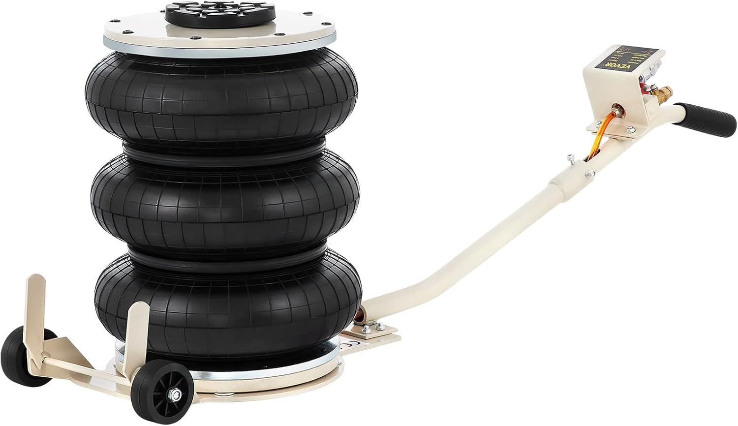 VEVOR 5 Ton/11000 lbs Triple Bag Air Jack, Air Bag Jack Lift Up to 15.75 Inch, 3-5S Fast Lifting, for Cars with Long Handle (Beige)