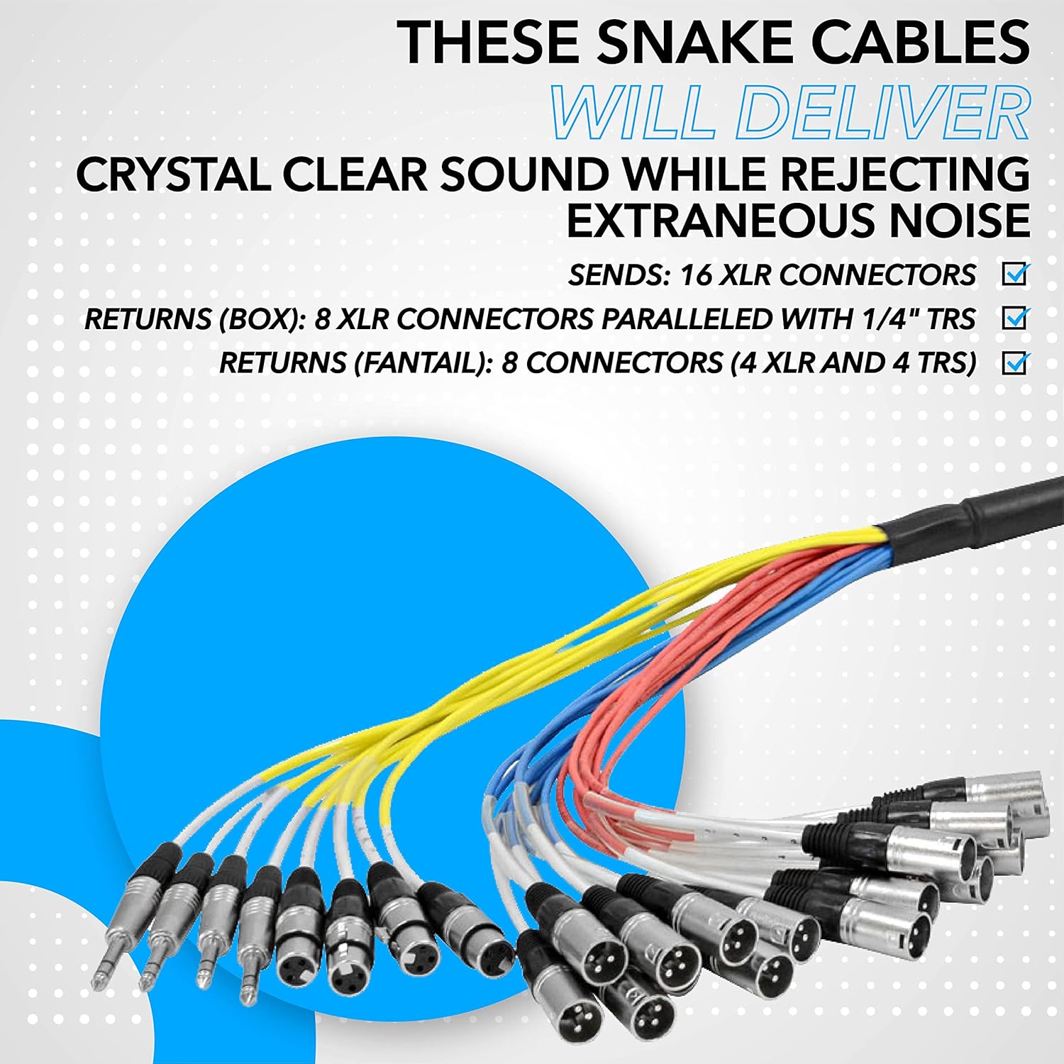Seismic Audio - 16 Channel 25' Pro Stage XLR Snake Cable (XLR 1/4