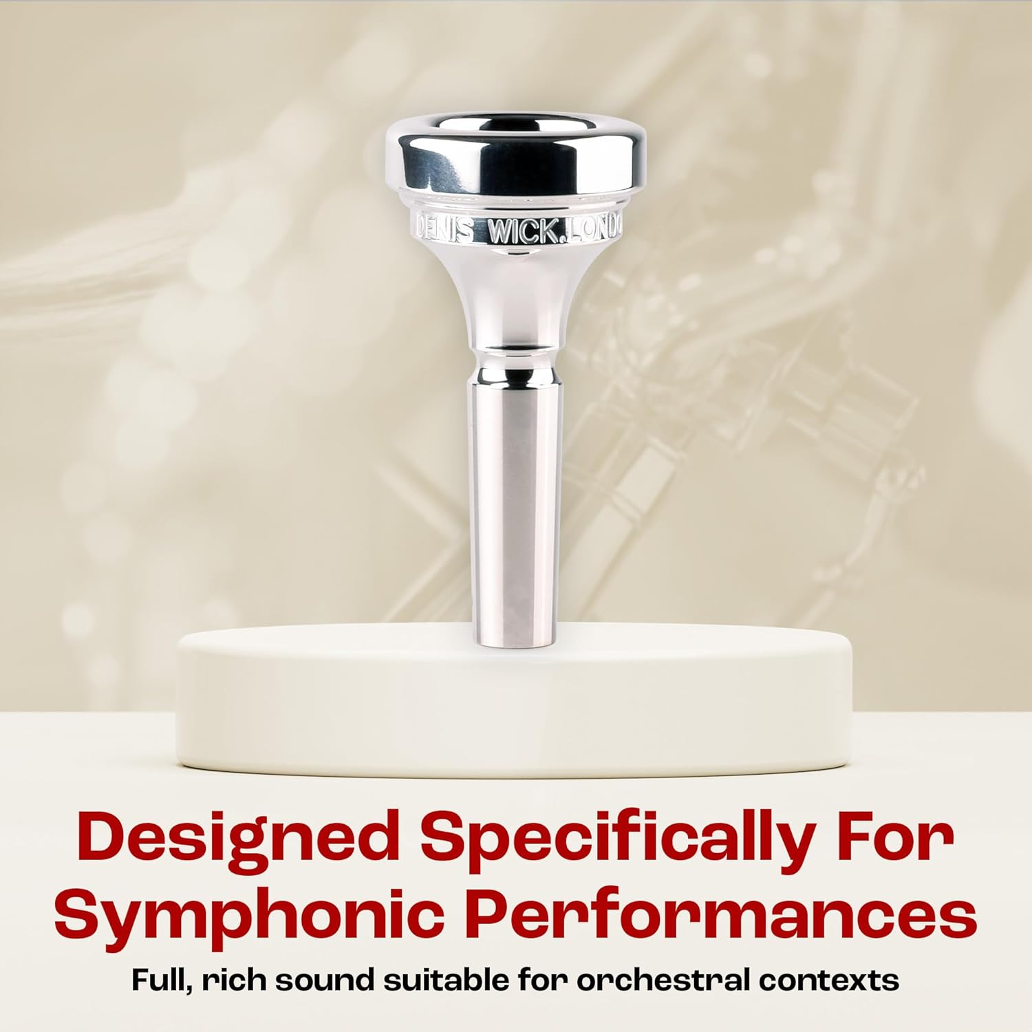 Denis Wick Classic Trombone Mouthpiece Silver Plated, 5880-0AL - Barrel Backbore for Balanced Tone & Smooth Response - Large Shank Fitting Trombone Accessory for Easy Articulation - 27.4 x 6.1 x 7.6mm