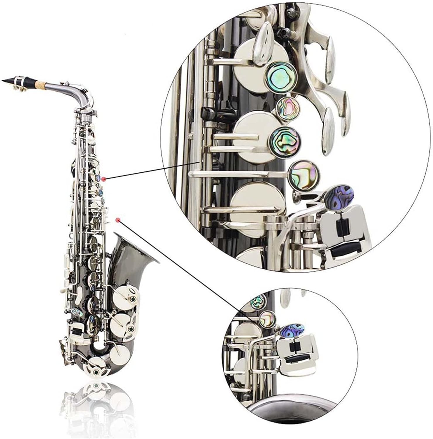 KESHUO Alto Saxophone Black Nickel-Plated Wind Instrument Brass Sax Beginners Kit