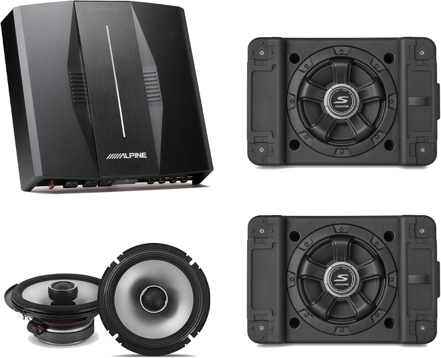 Alpine PXE-C80-88 OPTIM8 8-Channel Hi-Res DSP Amplifier w/ (2) SS-SB10 Subwoofer, S2-S65 6.5