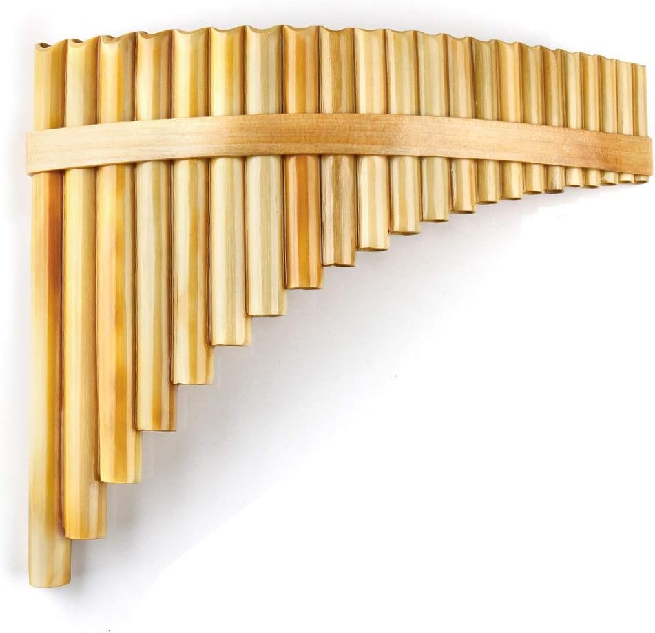 Upscale Romanian Folk Instrument Natural Reed Pan Flute Panpipes G Key Wind Pan flute Flauta Handmade (22 Pipes Right Hand, Wood)