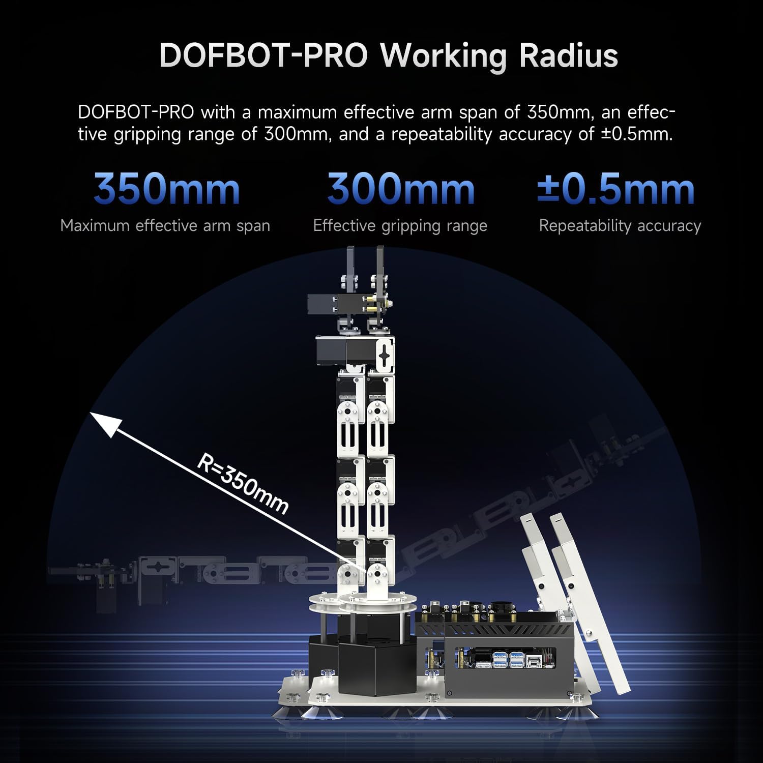 Yahboom 6DOF Program Robotic Arm Kit 3D Adaptive Gripping, Supports Large AI Model for Mechanical Engineers Python (Standard-Without Nano 4GB)