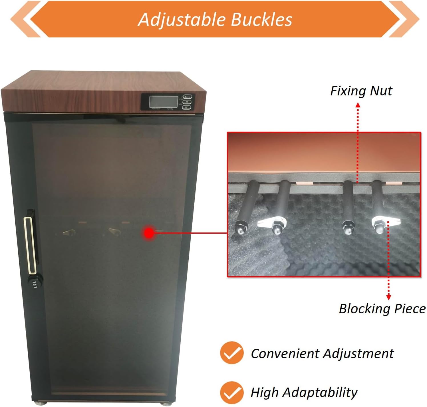 Musical Instrument Dry Cabinet, 35-60% RH Dehumidifying Dry Box for Guitar, Bass, Violin, with Digital Display & Smart Control & Key Lock, Professional Storage Case, 110V