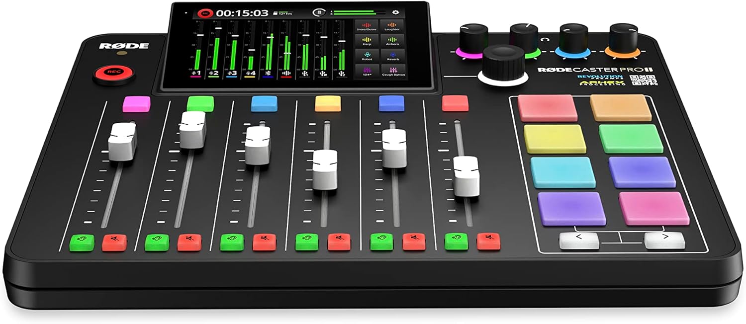 RØDE RØDECaster Pro II All-in-One Production Solution for Podcasting, Streaming, Music Production and Content Creation,Black & Audio-Technica ATH-M30x Professional Studio Monitor Headphones, Black