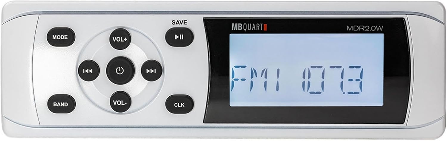 MB QUART MDR2.0W Marine Boat AM/FM Receiver w/Bluetooth/USB/RCA in White