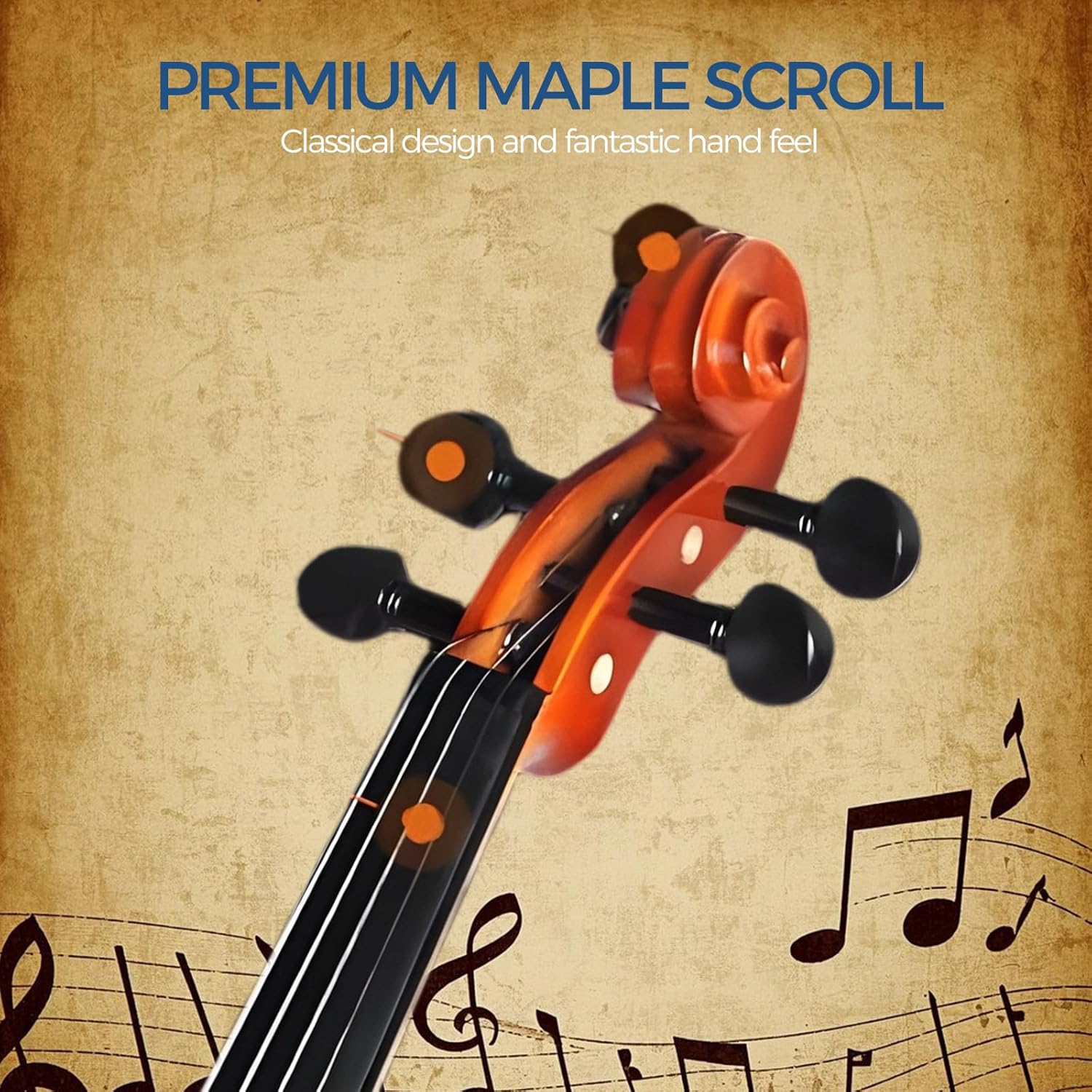 Violin For Beginners, CVN-300 Solidwood Ebony Fitted Violin with Strings, Beginner Starter Violins Kit For enthusiasts w/Hard Case, Rosin, Bow, Stringed Musical Instruments, Size 4/4 (Full Size) (4/4)