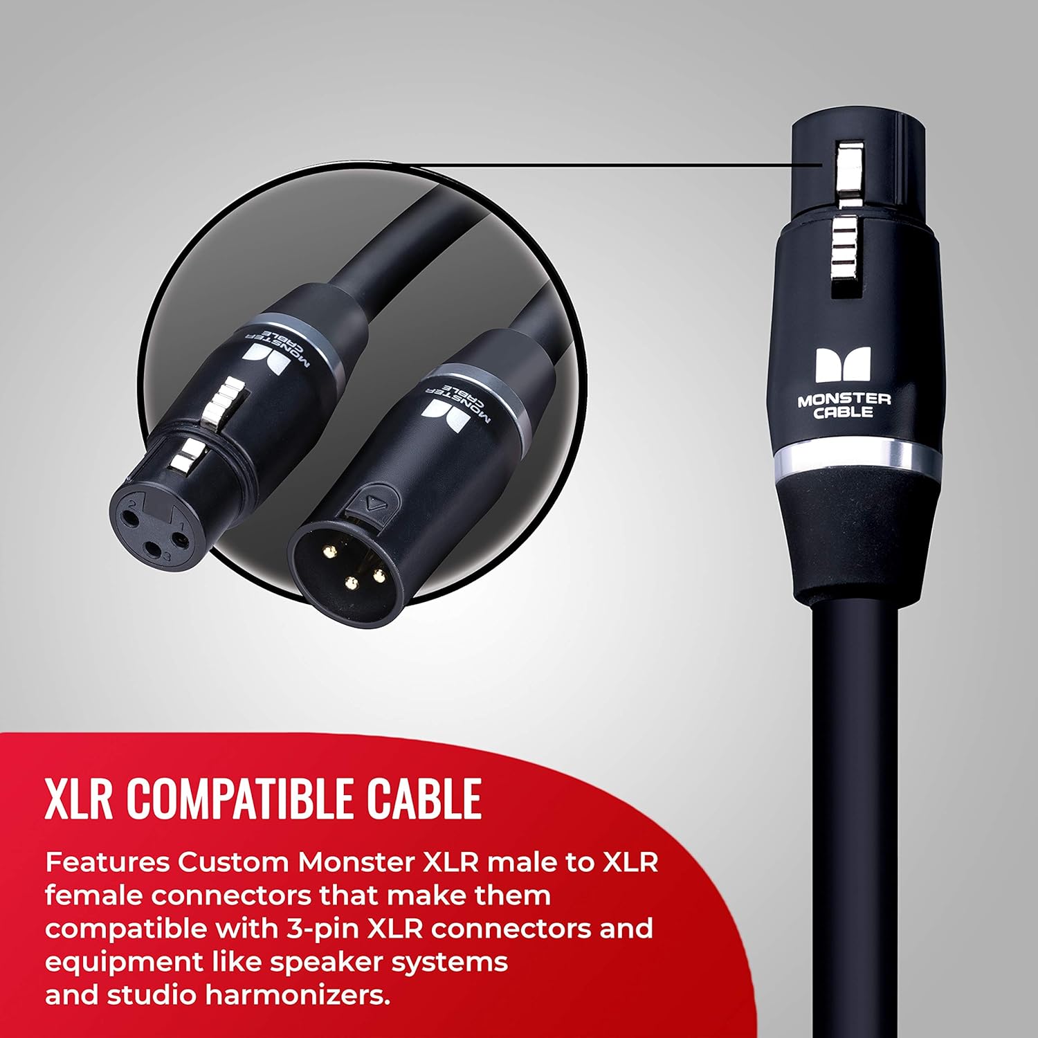 Monster Prolink Studio Pro 2000 Microphone Cable: 20ft. Cable, Gold Contact XLRs