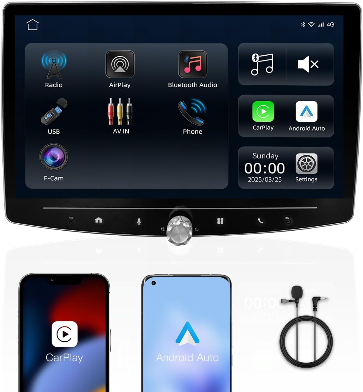 Upgrade Double Din Car Stereo Wireless Apple CarPlay Android Auto, 10.1