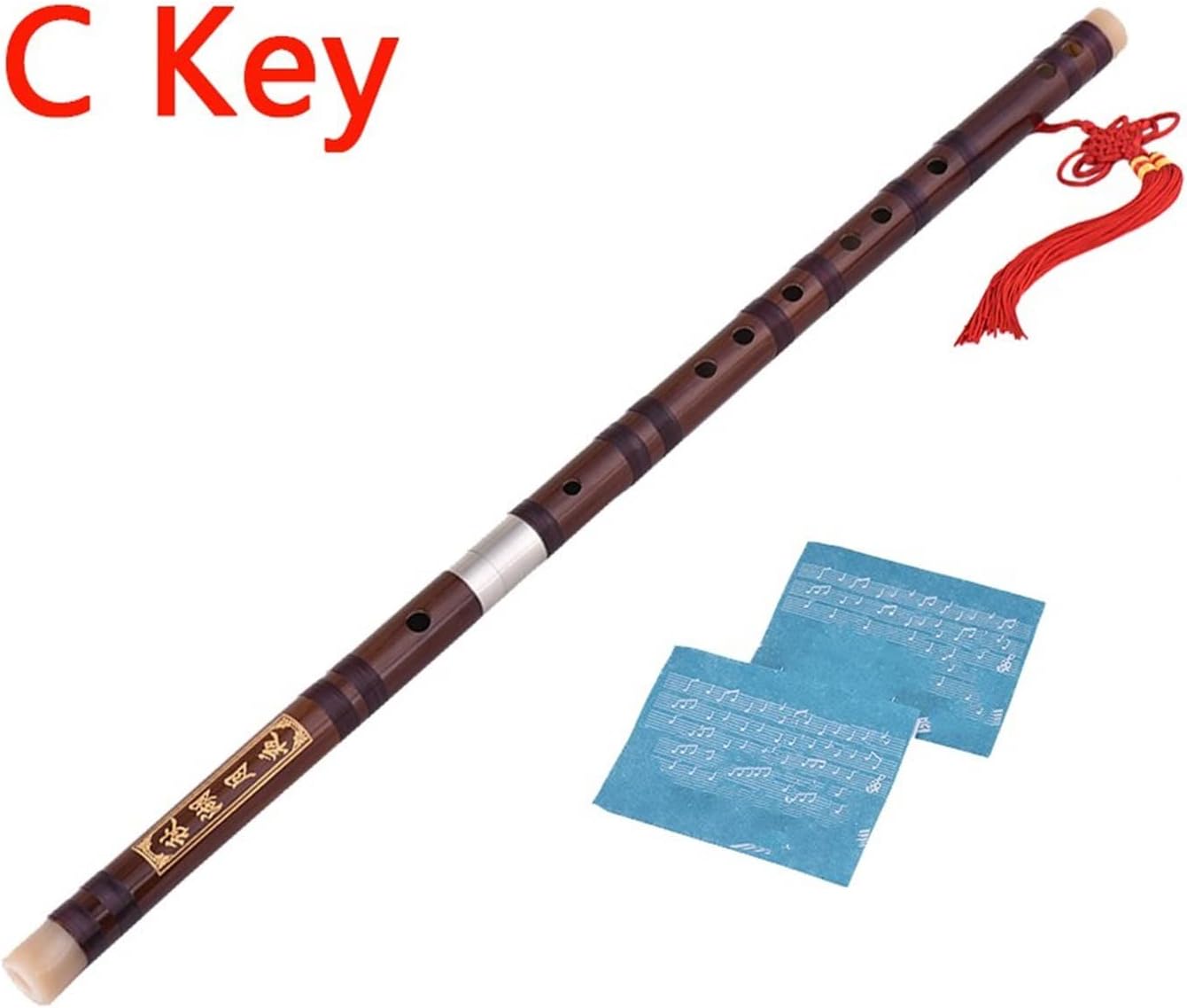 Pluggable Bitter Bamboo Flute Dizi Traditional Handmade Chinese Musical Woodwind Instrument for Beginner (Color : C Key)