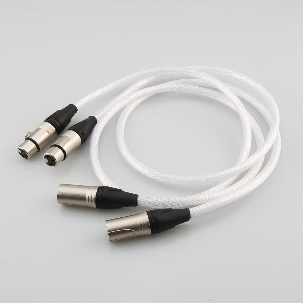 HiFi XLR Cable Hi-end Pure Silver Plated 5N OCC Cable HiFi 2 XLR Male to 2 XLR Female Cable Balance line (Length : 2m)